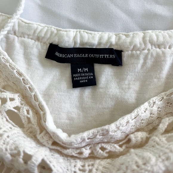 American Eagle Cream Drop Shoulder Lace Blouse Size Medium - Picture 6 of 7